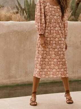 Faherty Freya Dress, Clay Jai Floral, Size XS